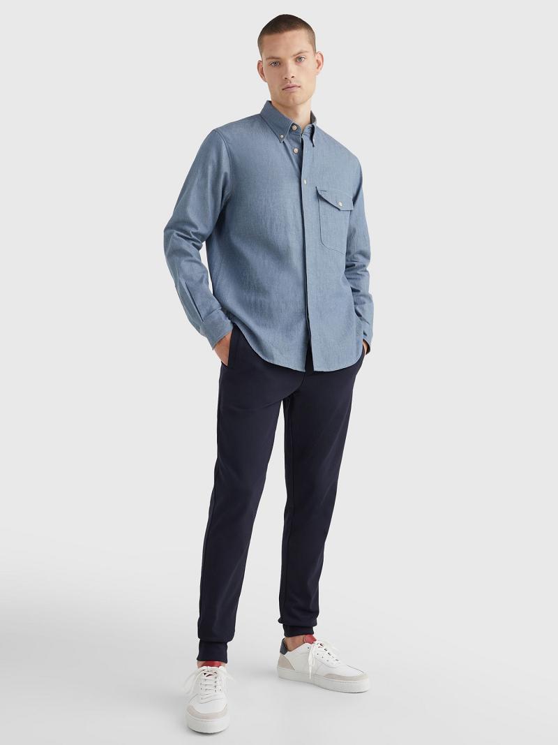 Férfi Tommy Hilfiger Relaxed fit denim overshirt Ingek Sötétkék | HU 1060LIS